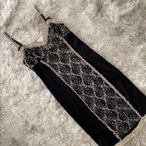 Black Ruffled Lace Betsey Johnson Evening Dress